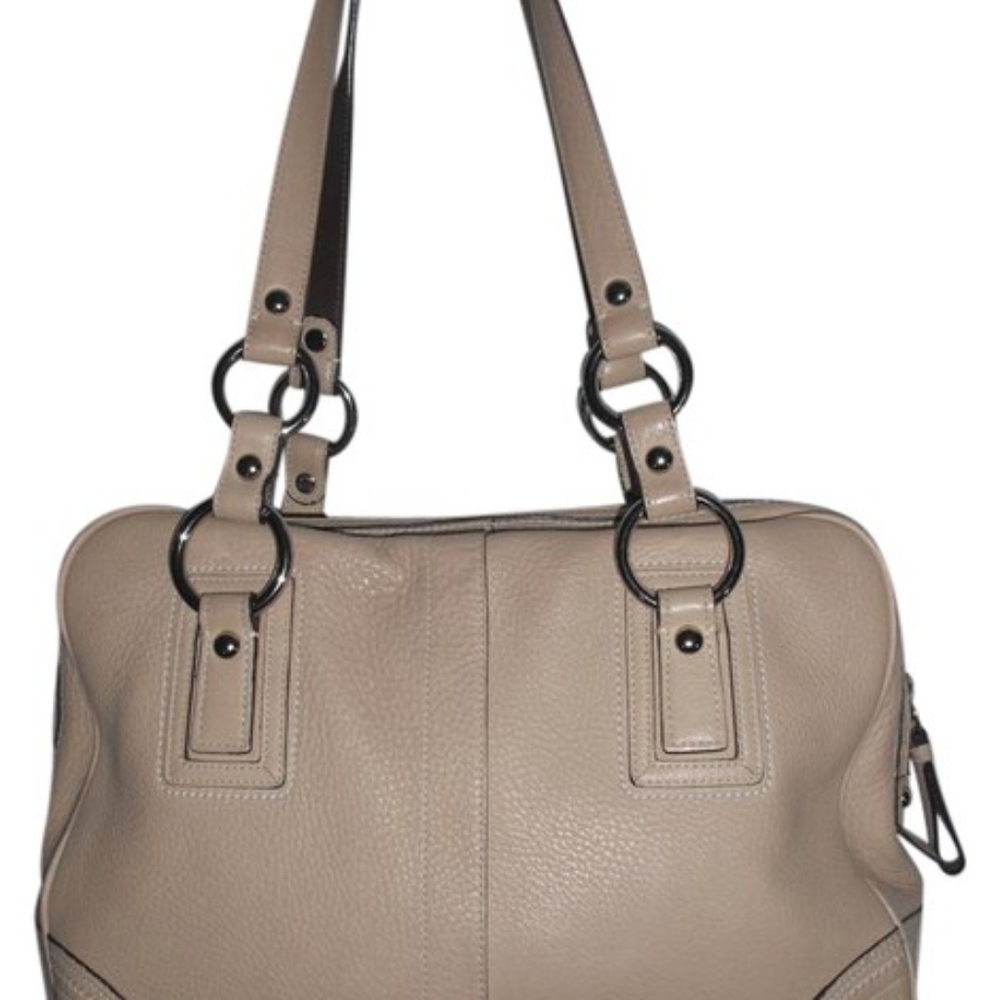 Vintage COACH Hamilton Satchel 10725 in Cream Pebbled Leather Silver Hardware